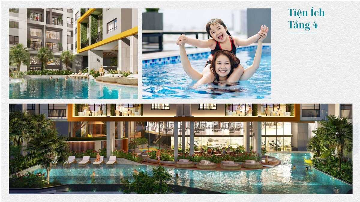 Hồ bơi nước ấm trên tầng 4 của dự án