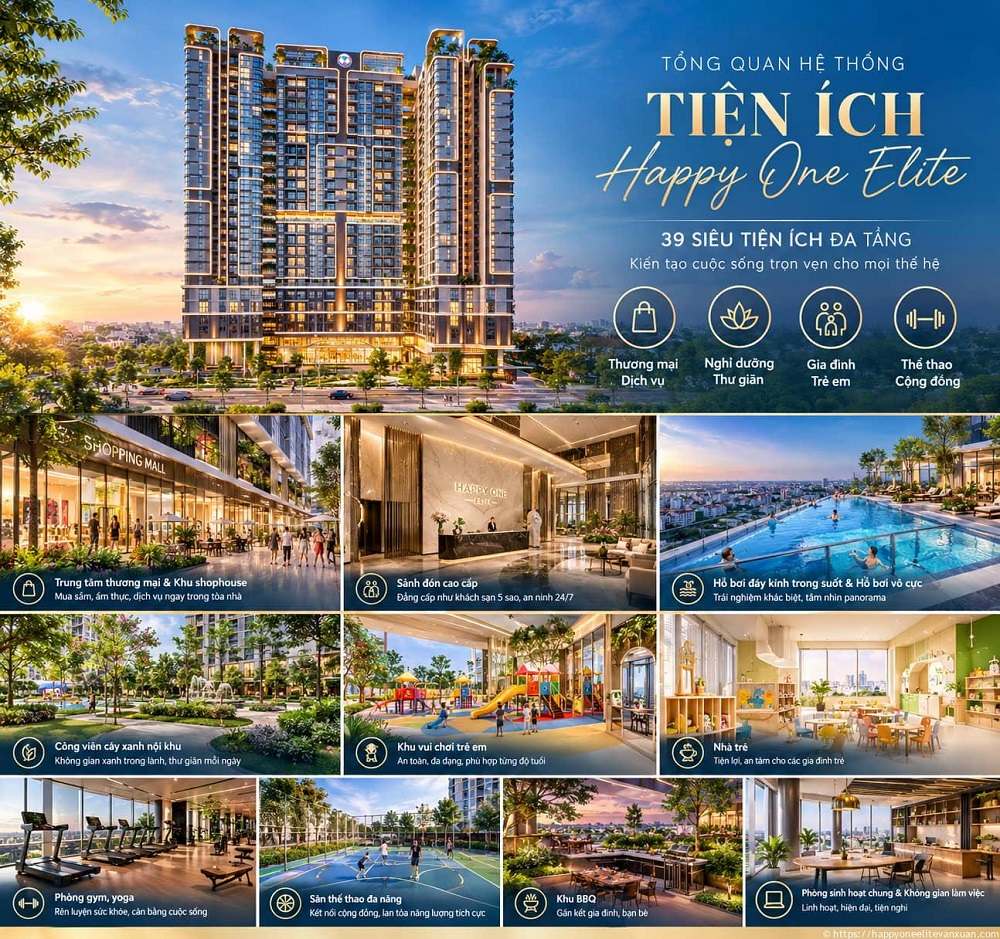 Hệ tiện ích nội ngoại khu tại HAppy One Elite được đánh giá cao